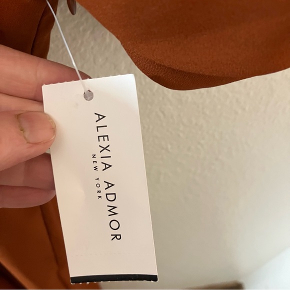 NWT Alexia Admor August Brown Drape Fit N Flare Midi Dress - 10 - Picture 6 of 12